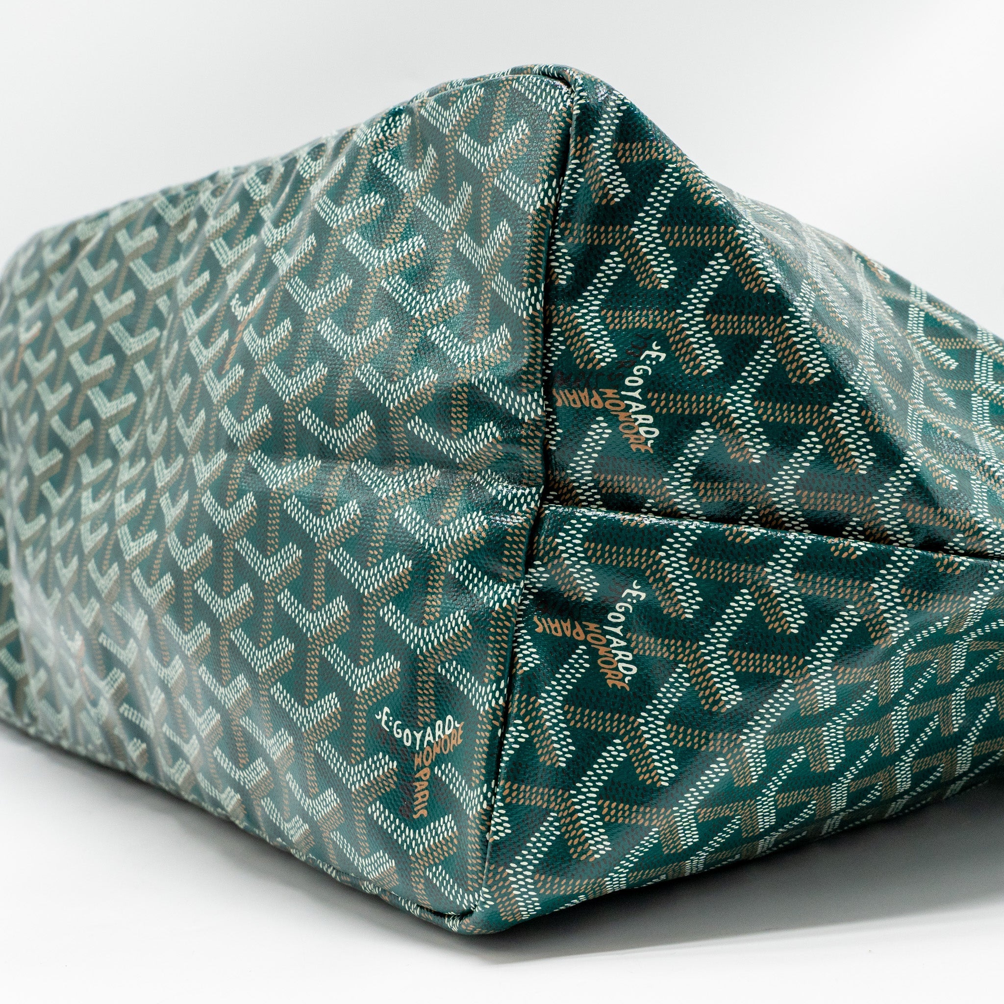 GOYARD SAINT LOUIS GM TOTE GOYARDINE CANVAS/CALFSKIN GREEN SHW
