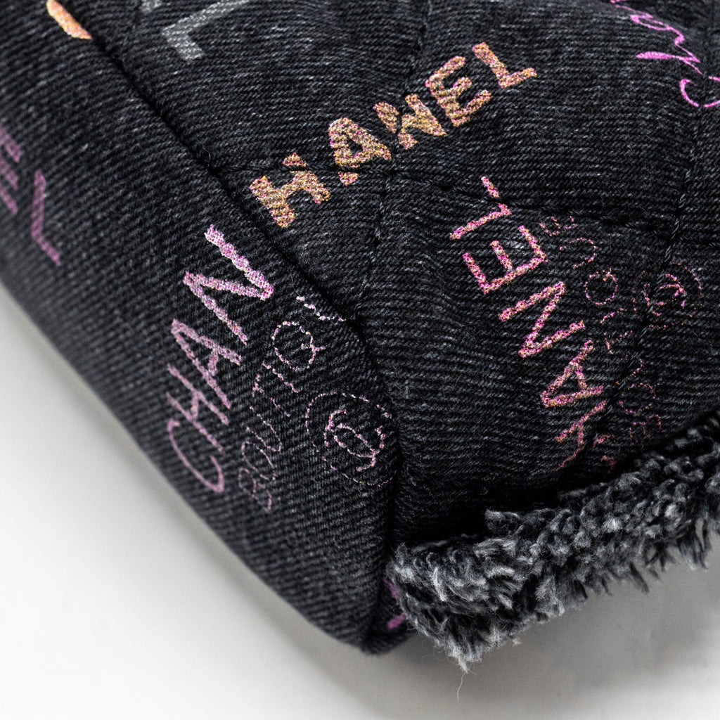 CHANEL SMALL BUCKET BAG DENIM BLACK LGHW (MICROCHIP)