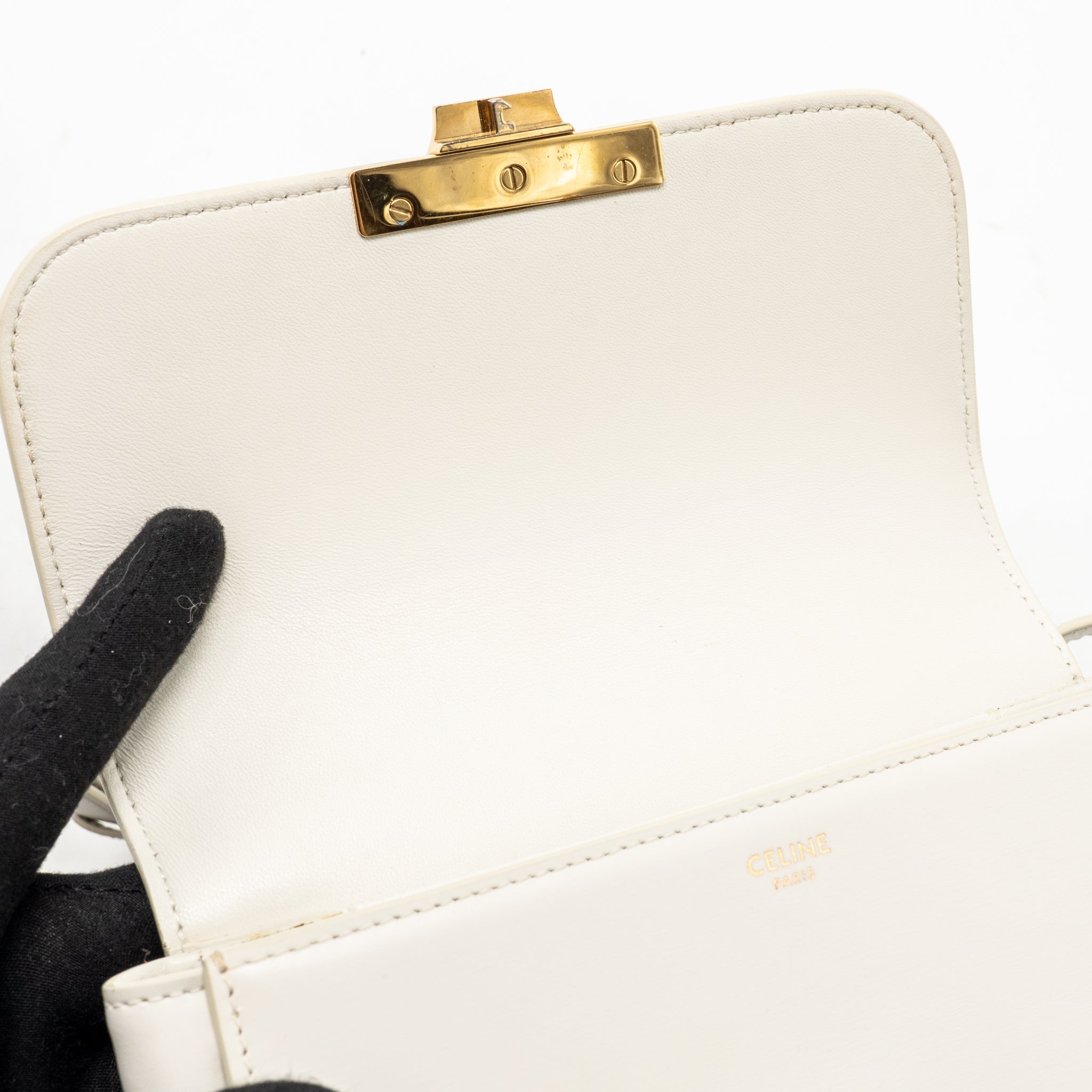 CELINE TEEN TRIOMPHE BAG CALFSKIN WHITE IVORY GHW