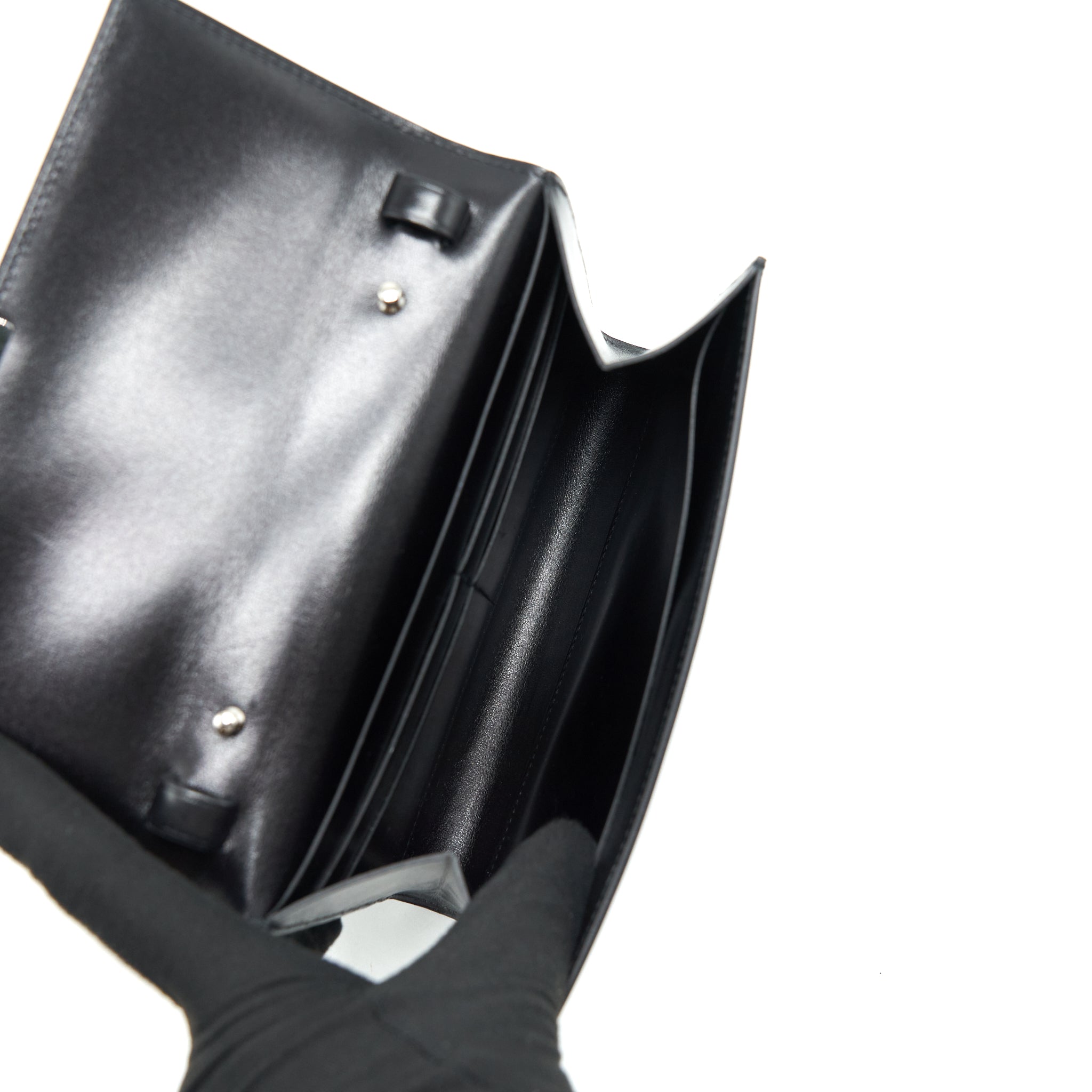 HERMES CLIC 16 WALLET BOX CALFSKIN BLACK SHW