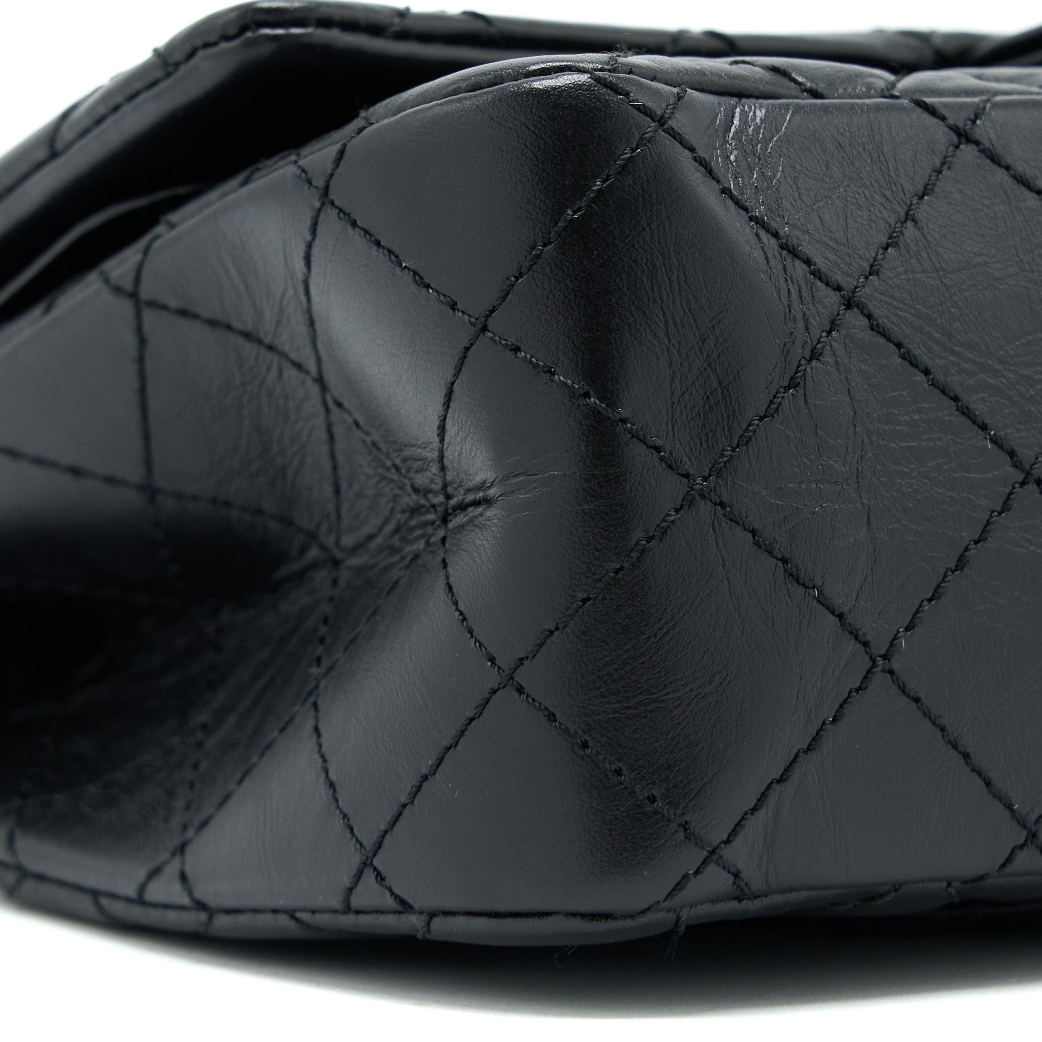 CHANEL SMALL 2.55 REISSUE FLAP BAG AGED CALFSKIN BLACK GHW