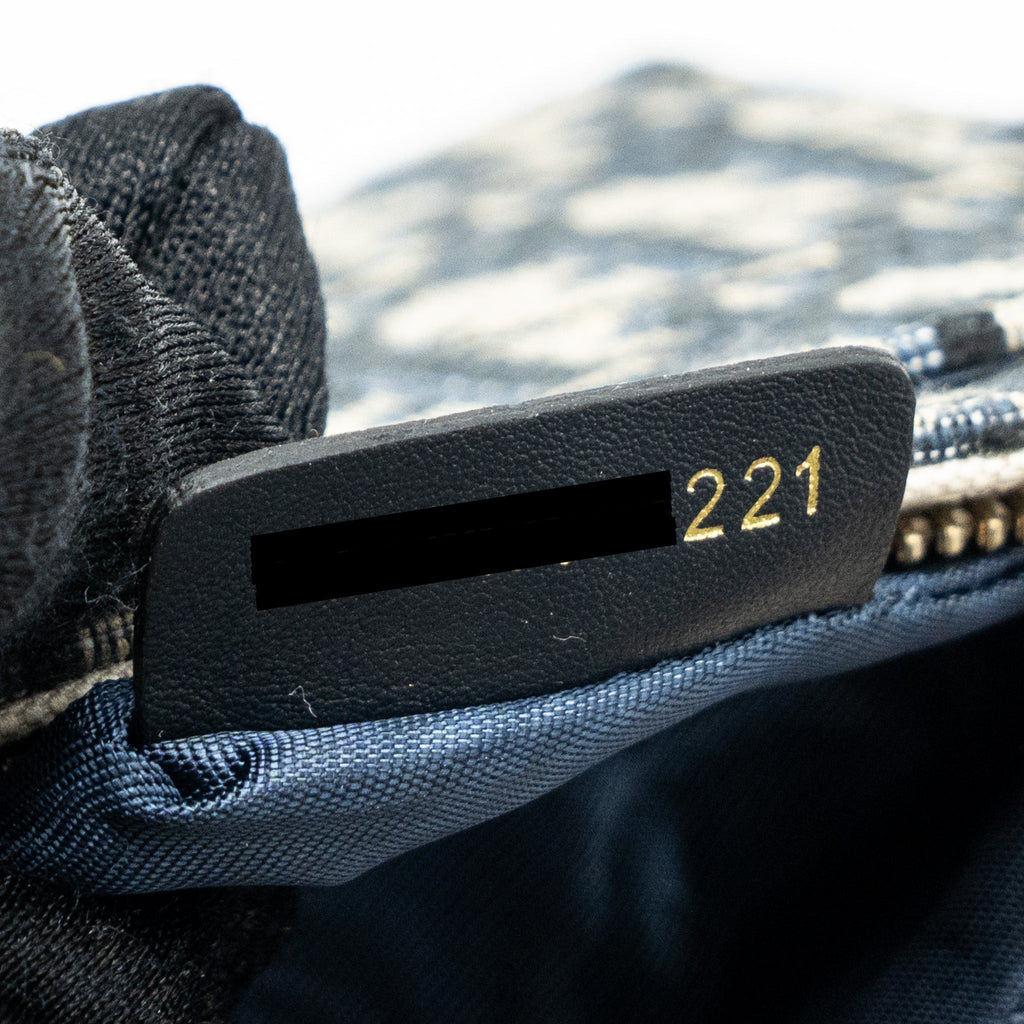 DIOR SADDLE POUCH WITH CHAIN DIOR OBLIQUE JACQUARD BLUE GHW