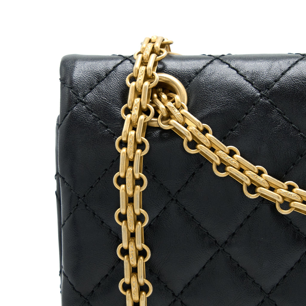 CHANEL SMALL 2.55 REISSUE FLAP BAG AGED CALFSKIN BLACK GHW