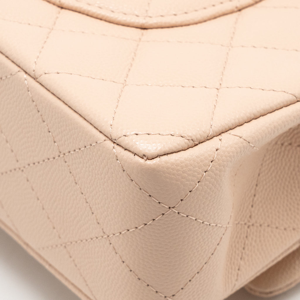 CHANEL MEDIUM CLASSIC DOUBLE FLAP BAG CAVIAR LIGHT PINK LGHW (MICROCHIP)