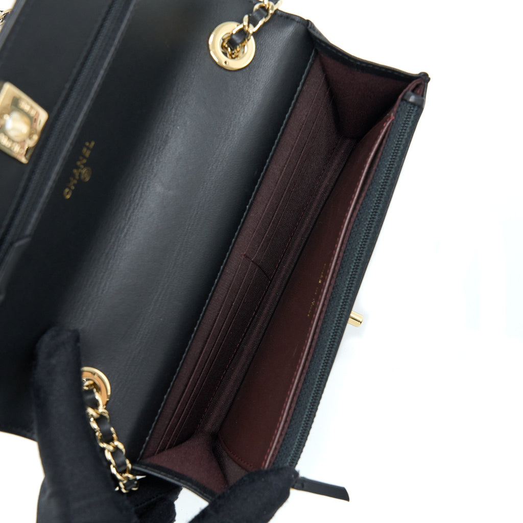 CHANEL TRENDY CC WALLET ON CHAIN LAMBSKIN BLACK GHW
