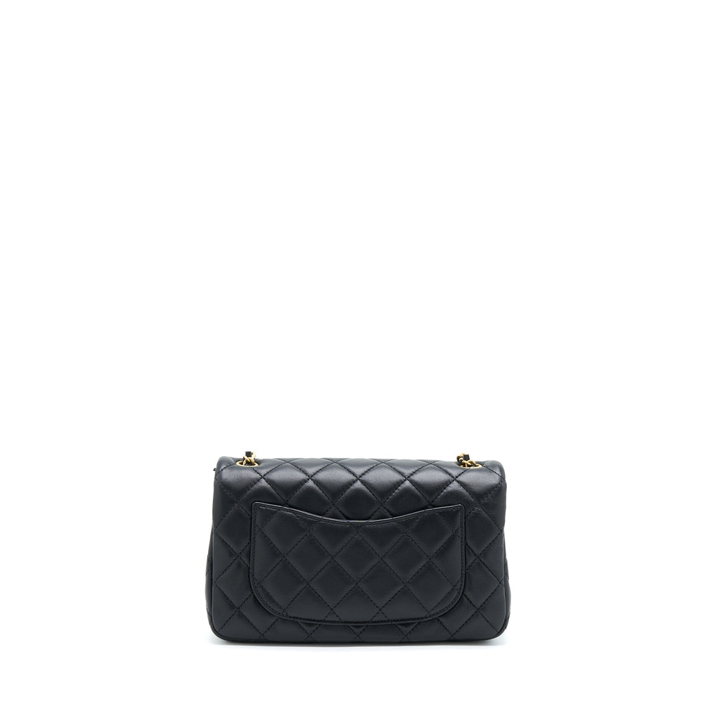 CHANEL PEARL CRUSH MINI RECTANGULAR LAMBSKIN BLACK WITH GHW (MICROCHIP)