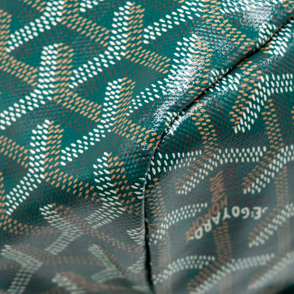 GOYARD SAINT LOUIS GM TOTE GOYARDINE CANVAS/CALFSKIN GREEN SHW