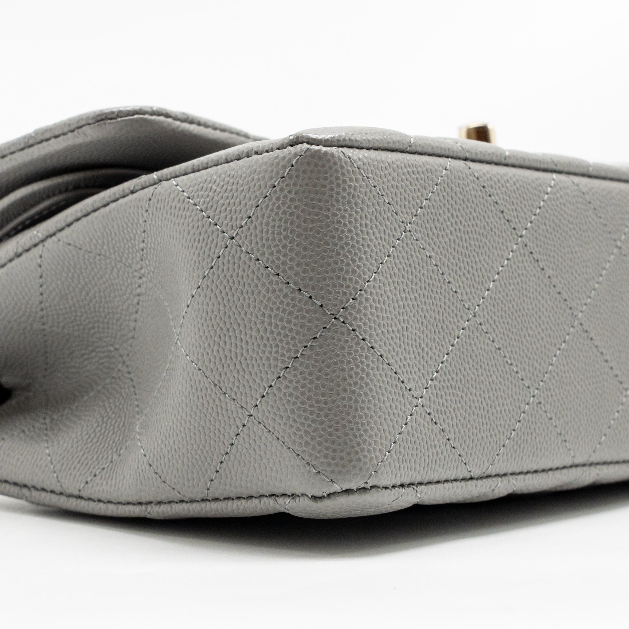 CHANEL SMALL CLASSIC DOUBLE FLAP BAG CAVIAR DARK GREY LGHW (MICROCHIP)