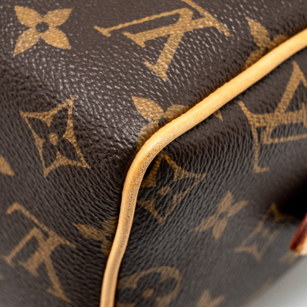 LOUIS VUITTON SPEEDY BANDOULIERE 20 MONOGRAM CANVAS WITH BLACK STRAP GHW