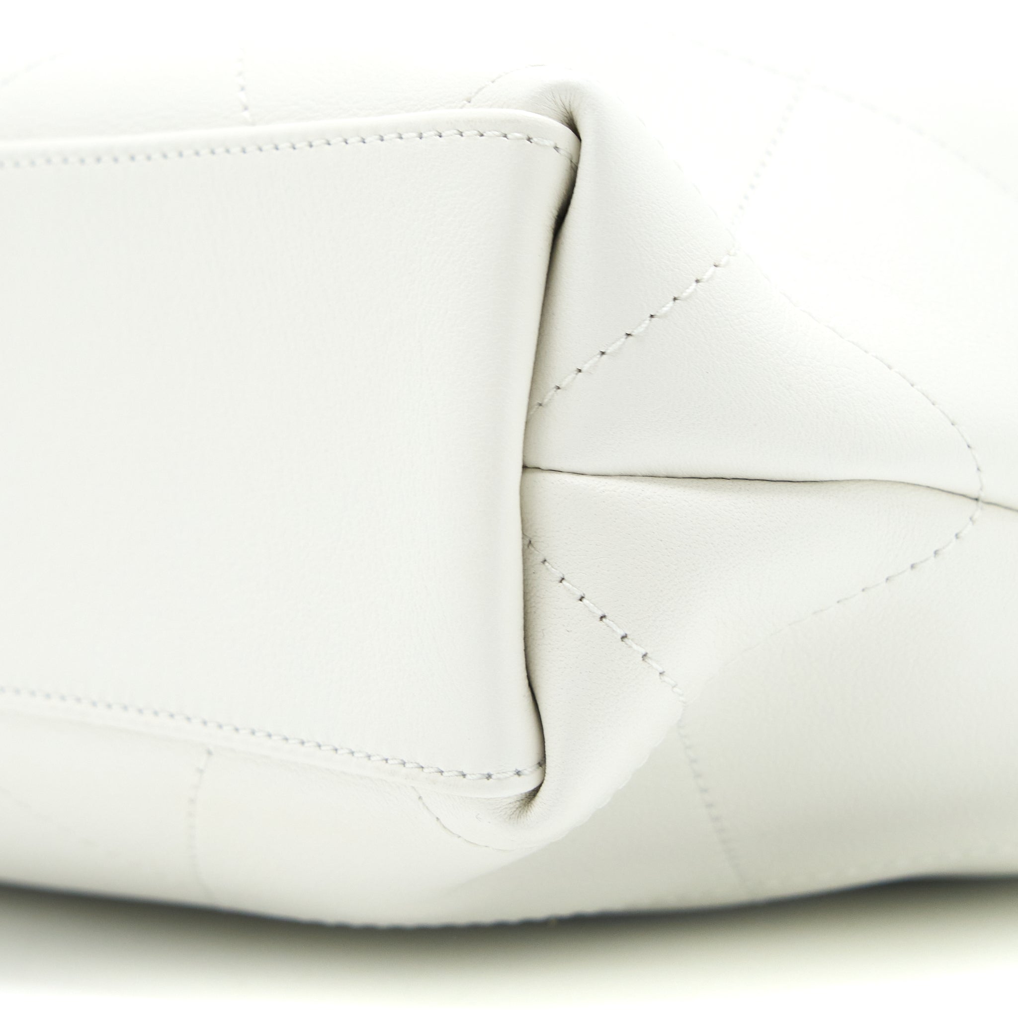 CHANEL TOTE BAG QUILTED CALFSKIN WHITE BRUSHED GHW