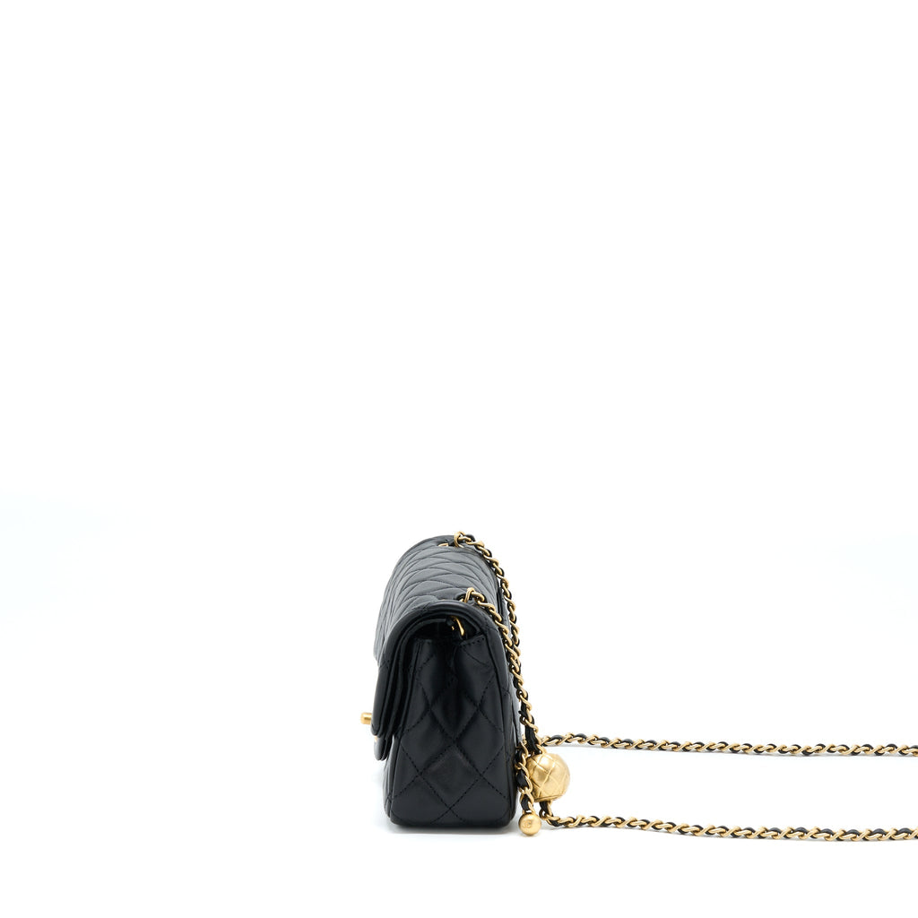 CHANEL PEARL CRUSH MINI RECTANGULAR LAMBSKIN BLACK WITH GHW (MICROCHIP)