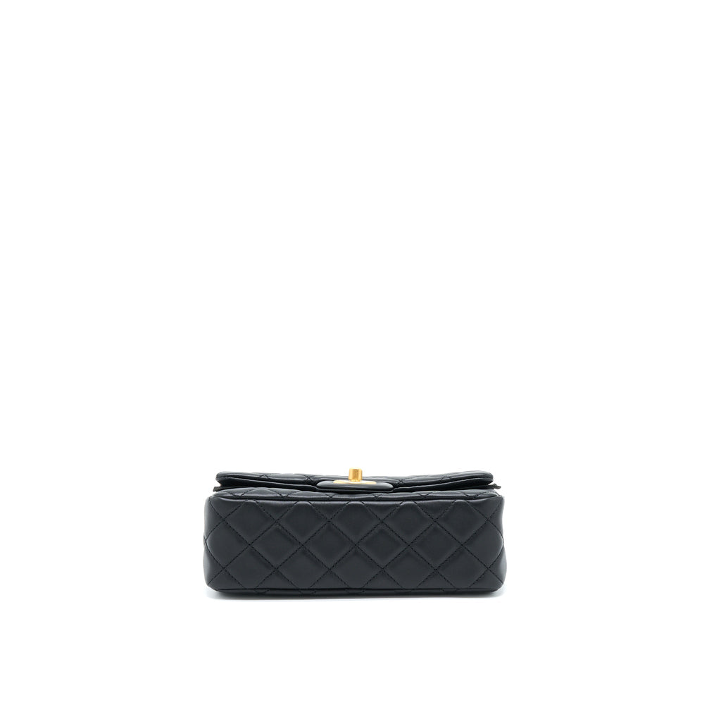 CHANEL PEARL CRUSH MINI RECTANGULAR LAMBSKIN BLACK WITH GHW (MICROCHIP)