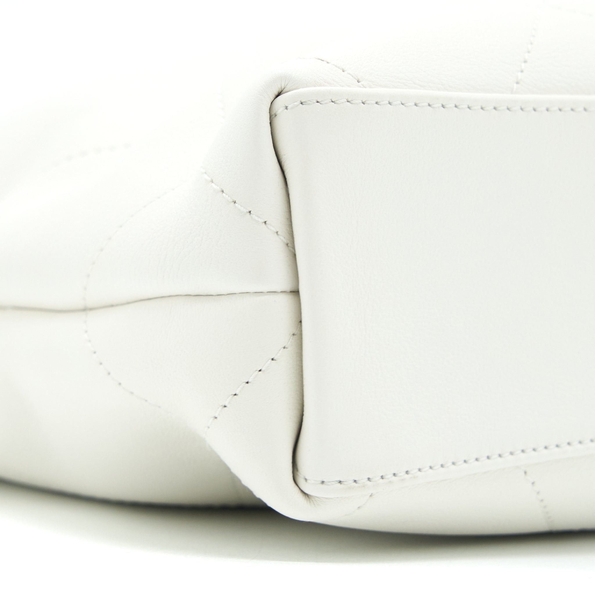 CHANEL TOTE BAG QUILTED CALFSKIN WHITE BRUSHED GHW