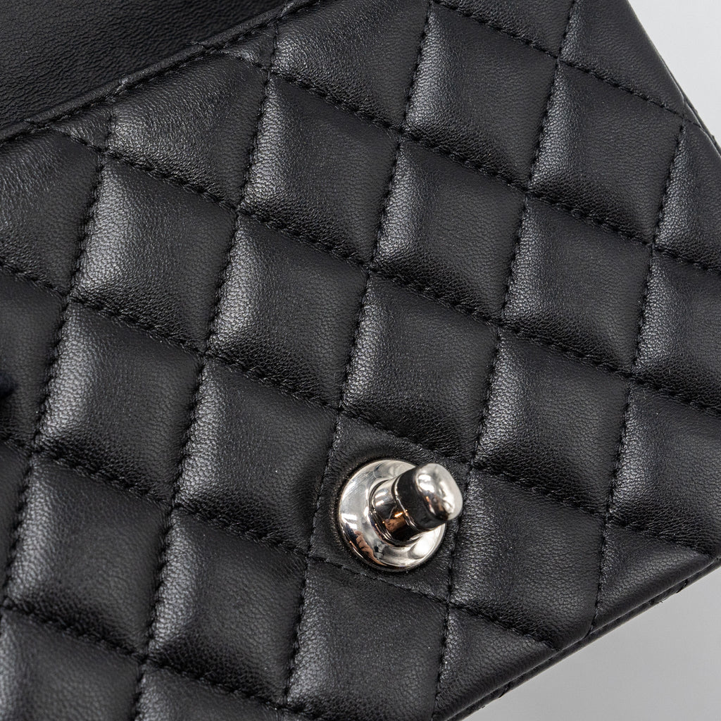 CHANEL MINI SQUARE FLAP BAG LAMBSKIN BLACK SHW
