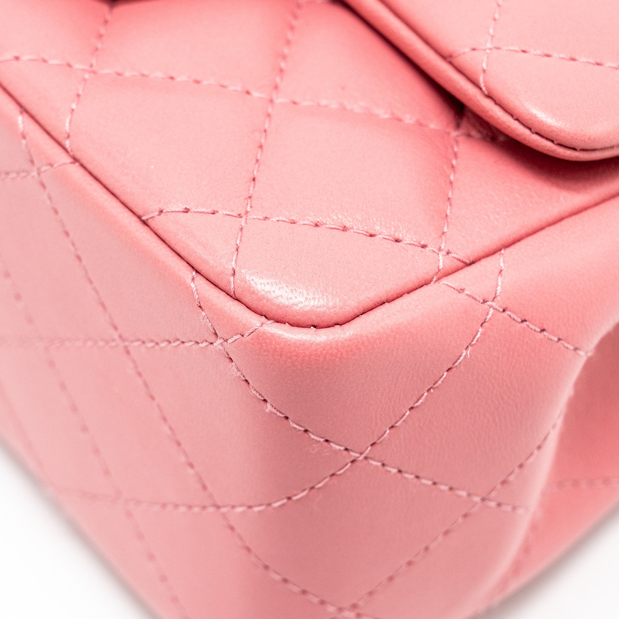 CHANEL MINI SQUARE FLAP BAG LAMBSKIN PINK LGHW (MICROCHIP)