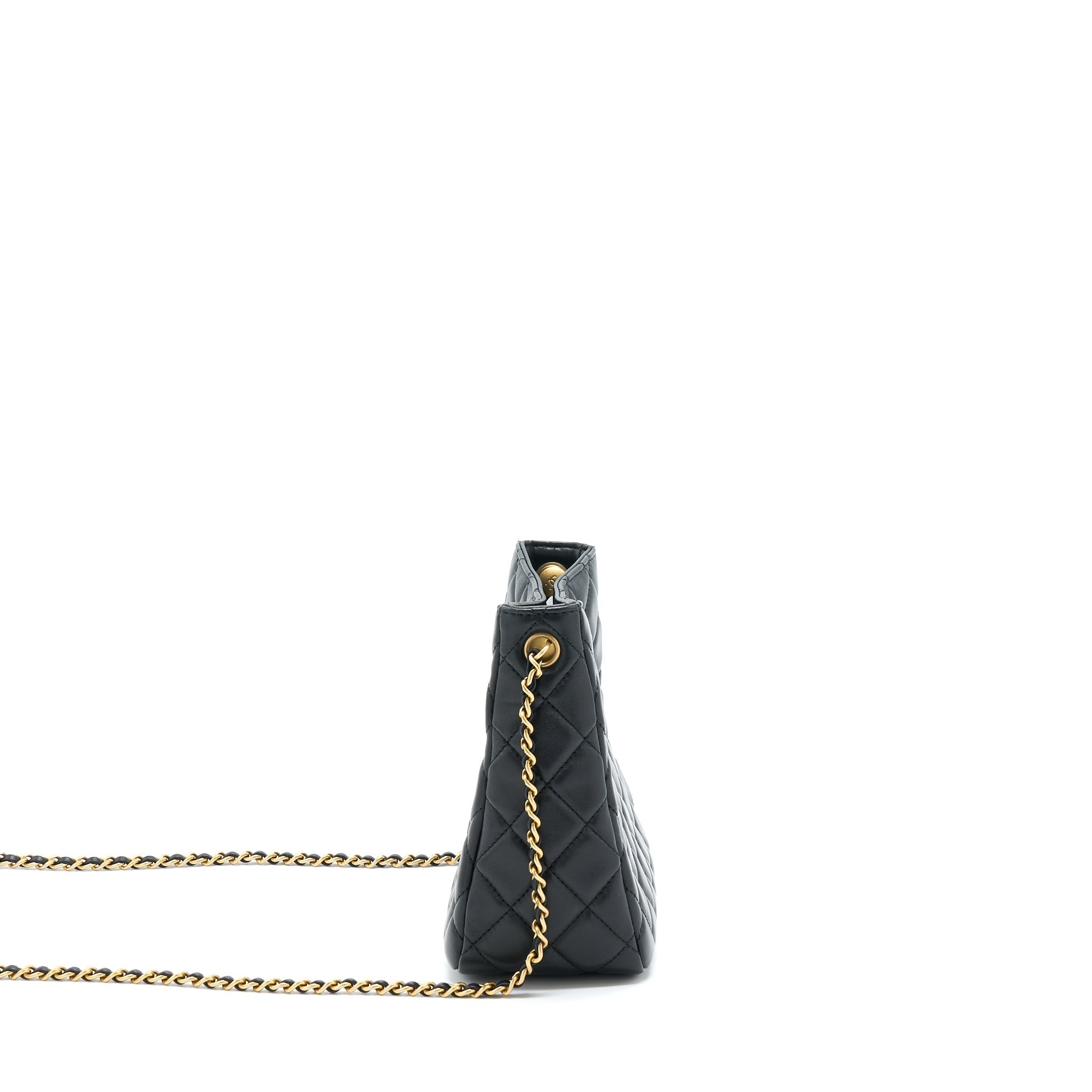 CHANEL 22B PEARL CRUSH HOBO BAG LAMBSKIN BLACK WITH GHW (MICROCHIP)