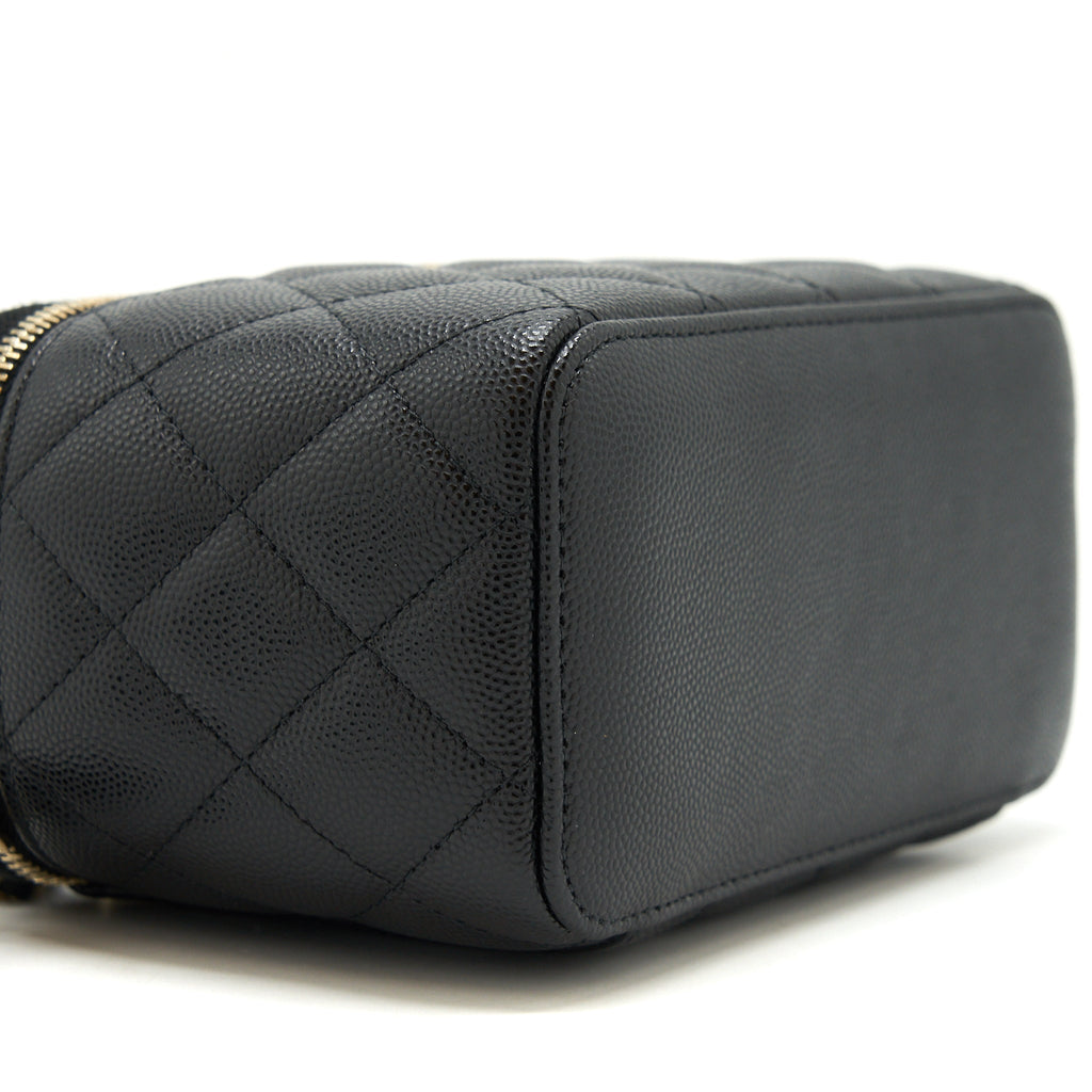 CHANEL CAVIAR LONG VANITY CASE WITH CHAIN CAVIAR BLACK LGHW