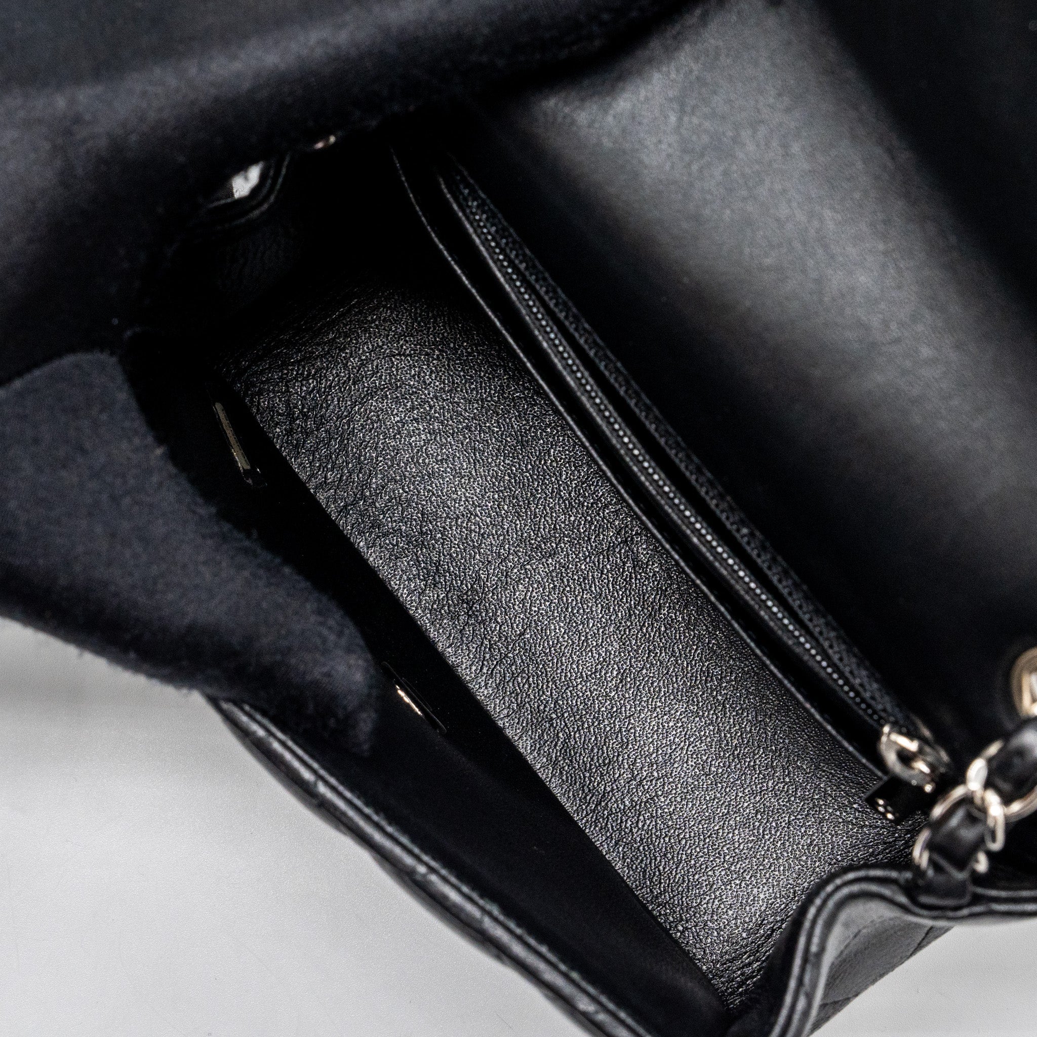 CHANEL MINI SQUARE FLAP BAG LAMBSKIN BLACK SHW