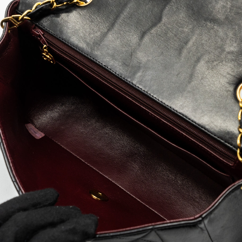 CHANEL VINTAGE DIANA FLAP BAG LAMBSKIN BLACK GHW