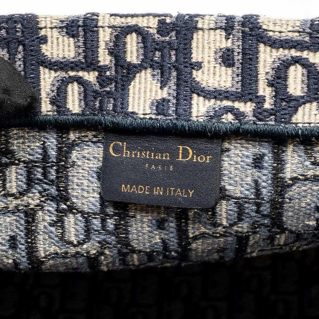 DIOR LARGE BOOK TOTE BLUE DIOR OBLIQUE EMBROIDERY