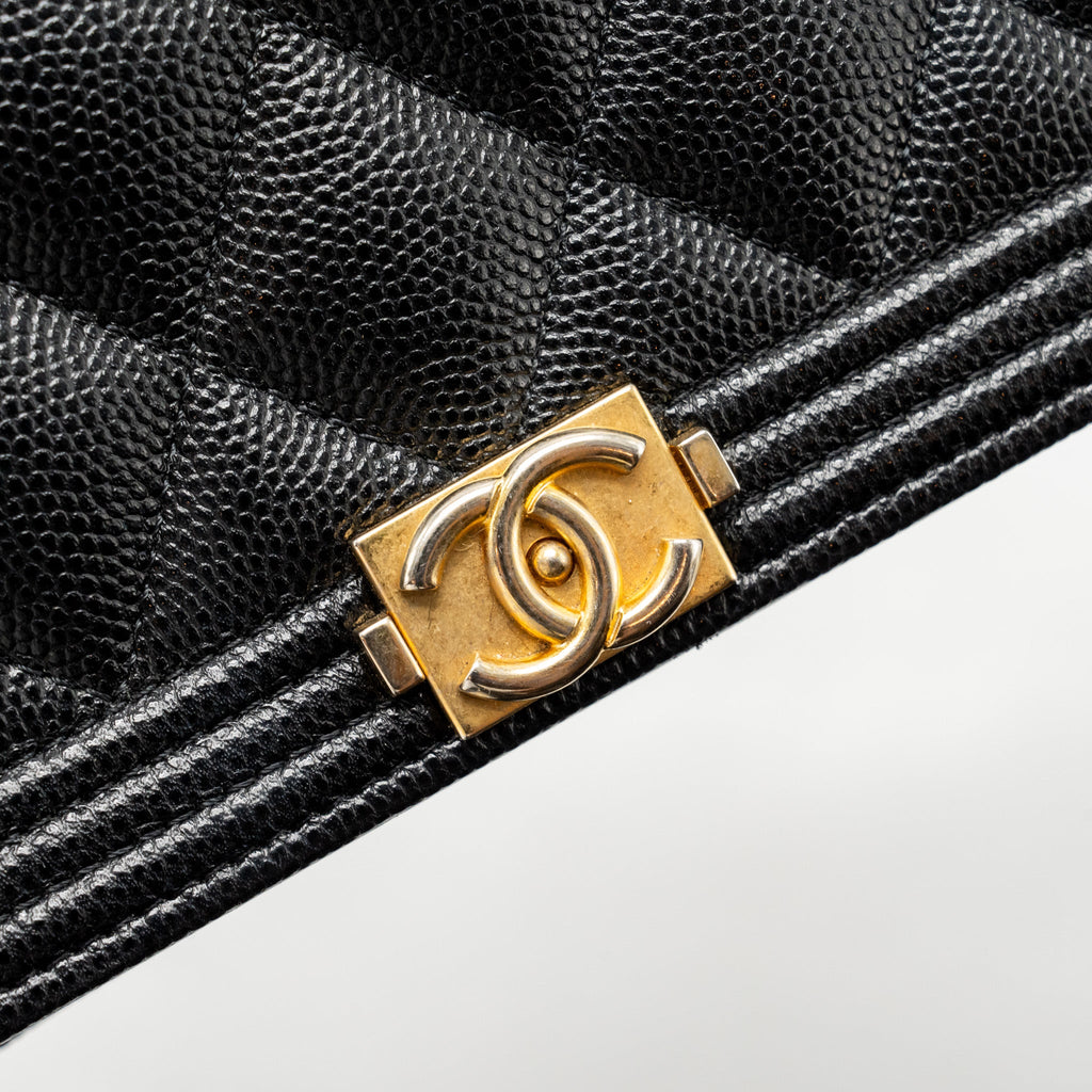 CHANEL BOY WALLET ON CHAIN CAVIAR BLACK GHW