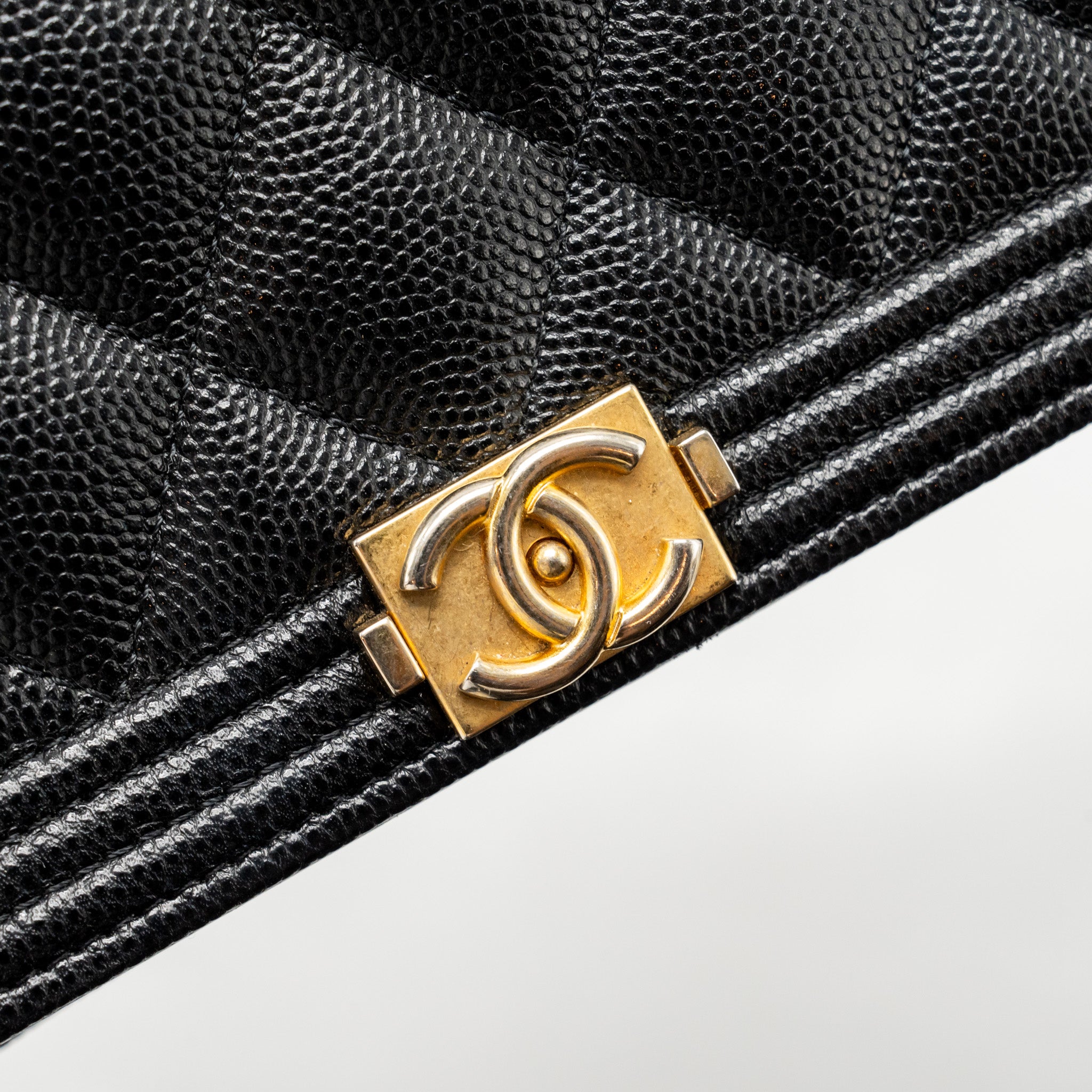 CHANEL BOY WALLET ON CHAIN CAVIAR BLACK GHW