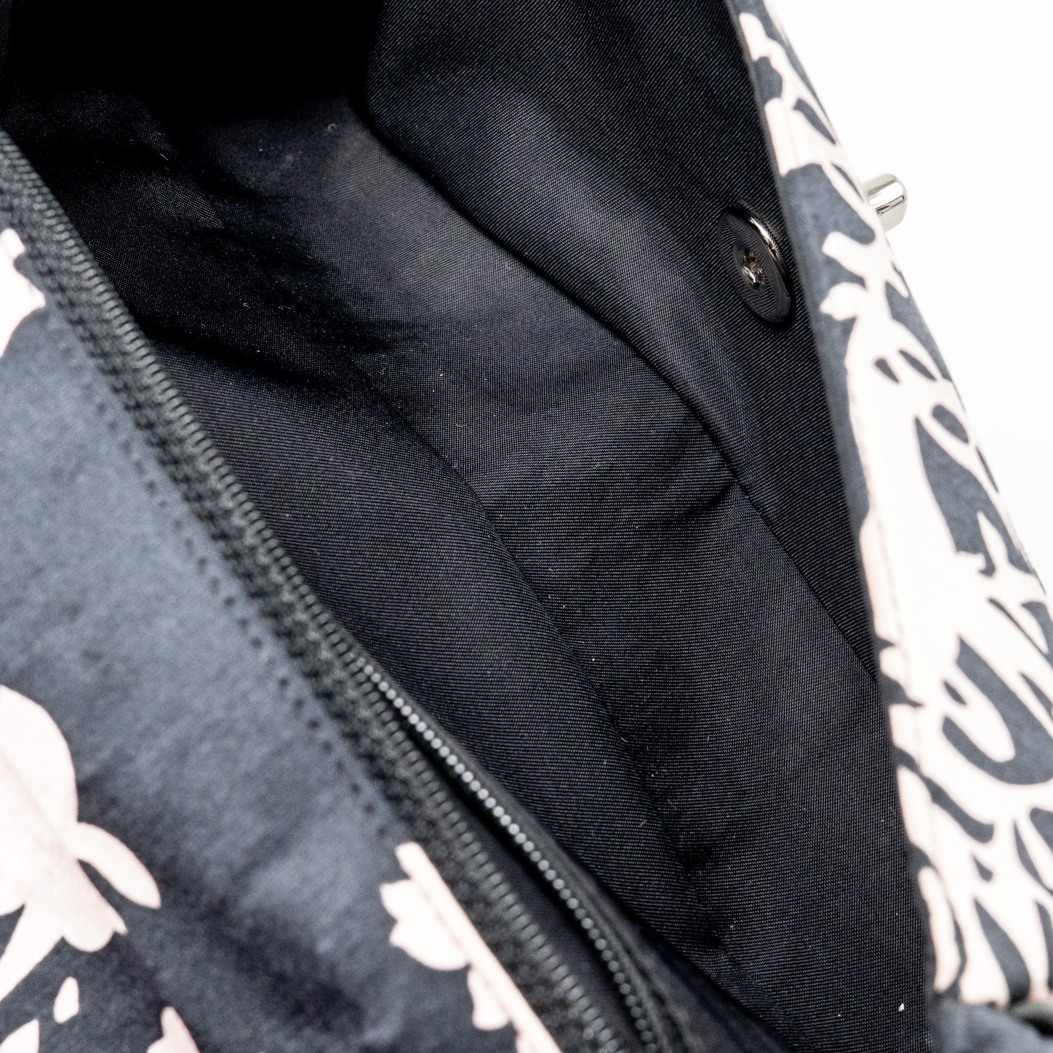 CHANEL MIRROR CHARM SINGLE FLAP BAG FABRIC BLACK/PINK SHW