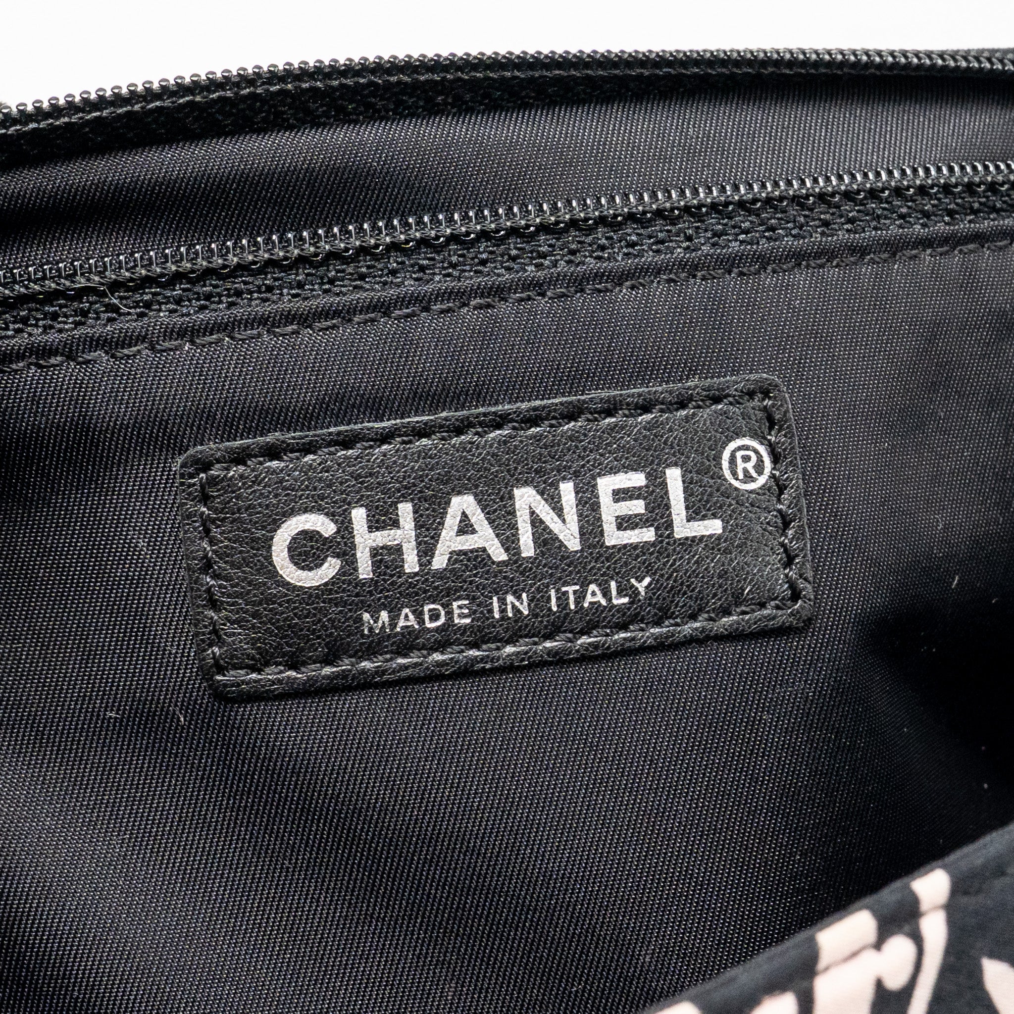 CHANEL MIRROR CHARM SINGLE FLAP BAG FABRIC BLACK/PINK SHW