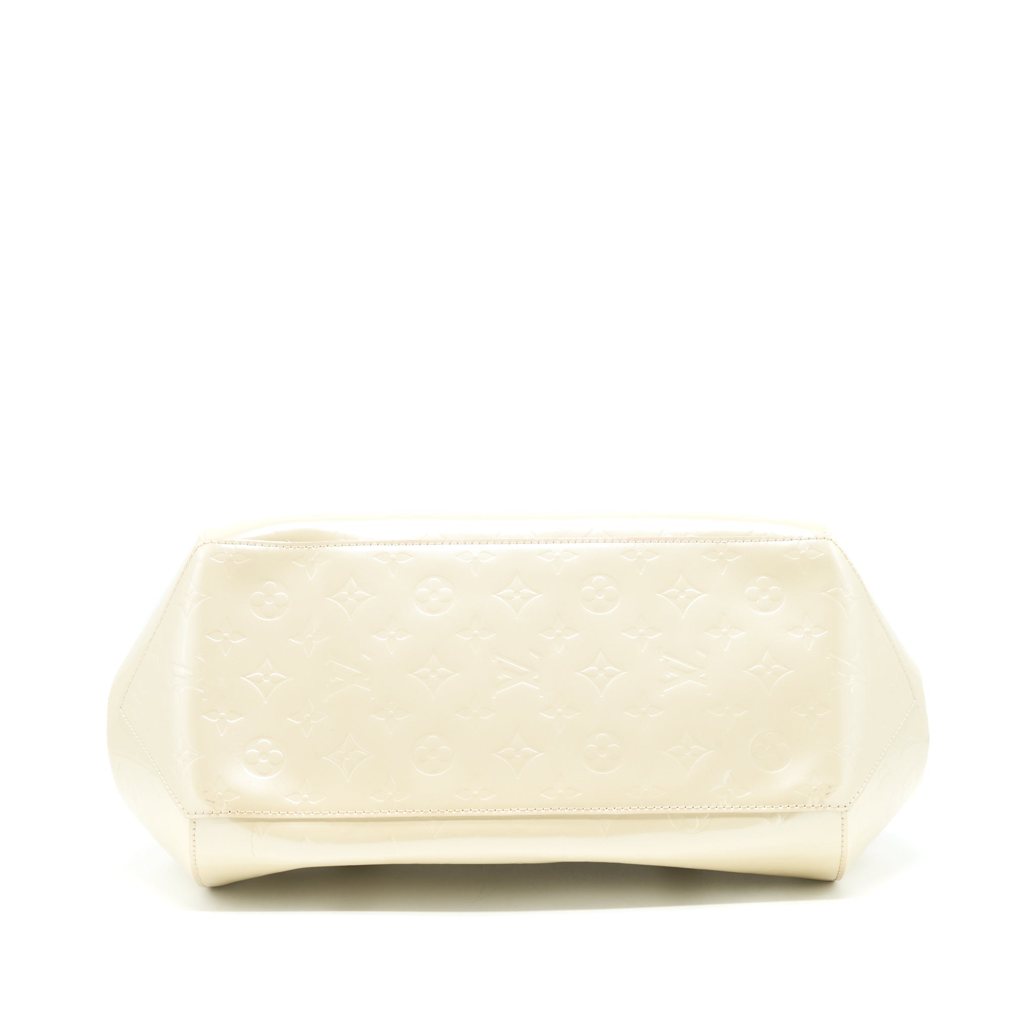 LOUIS VUITTON VINTAGE BOWLING TOTE SHOULDER BAG PATENT WHITE GHW