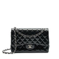 CHANEL CLASSIC FLAP BAG JUMBO PATENT BLACK SHW