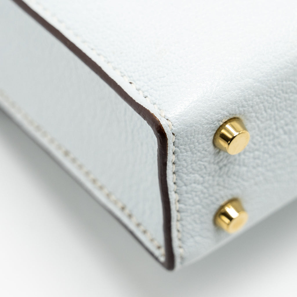 HERMES MINI VERROU CHEVRE MYSORE BLUE BRUME GHW