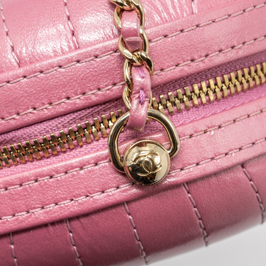 CHANEL OVAL CHEVRON BAG LAMBSKIN PINK LGHW
