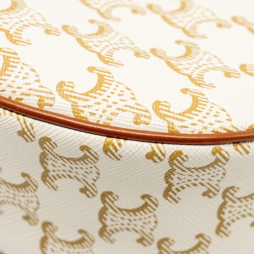 CELINE MEDUIM AVA BAG TRIOMPHE CANVAS/CALFSKIN WHITE/BROWN GHW