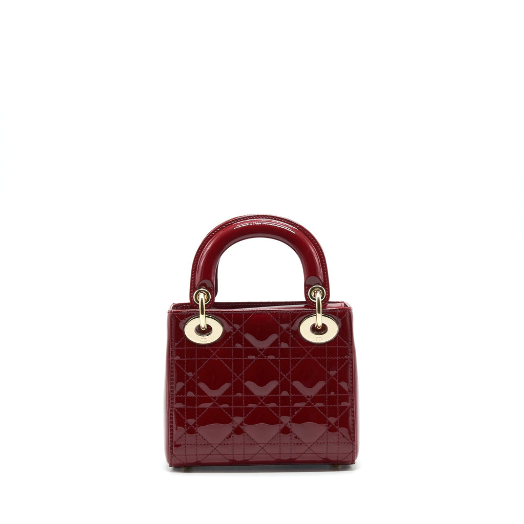 DIOR LADY DIOR MINI PATENT RED LGHW