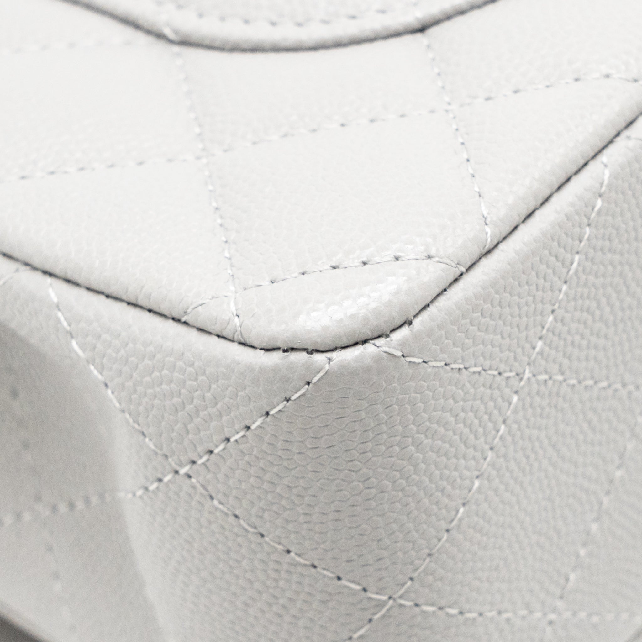 CHANEL SMALL CLASSIC DOUBLE FLAP BAG CAVIAR LIGHT GREY LGHW (MICROCHIP)