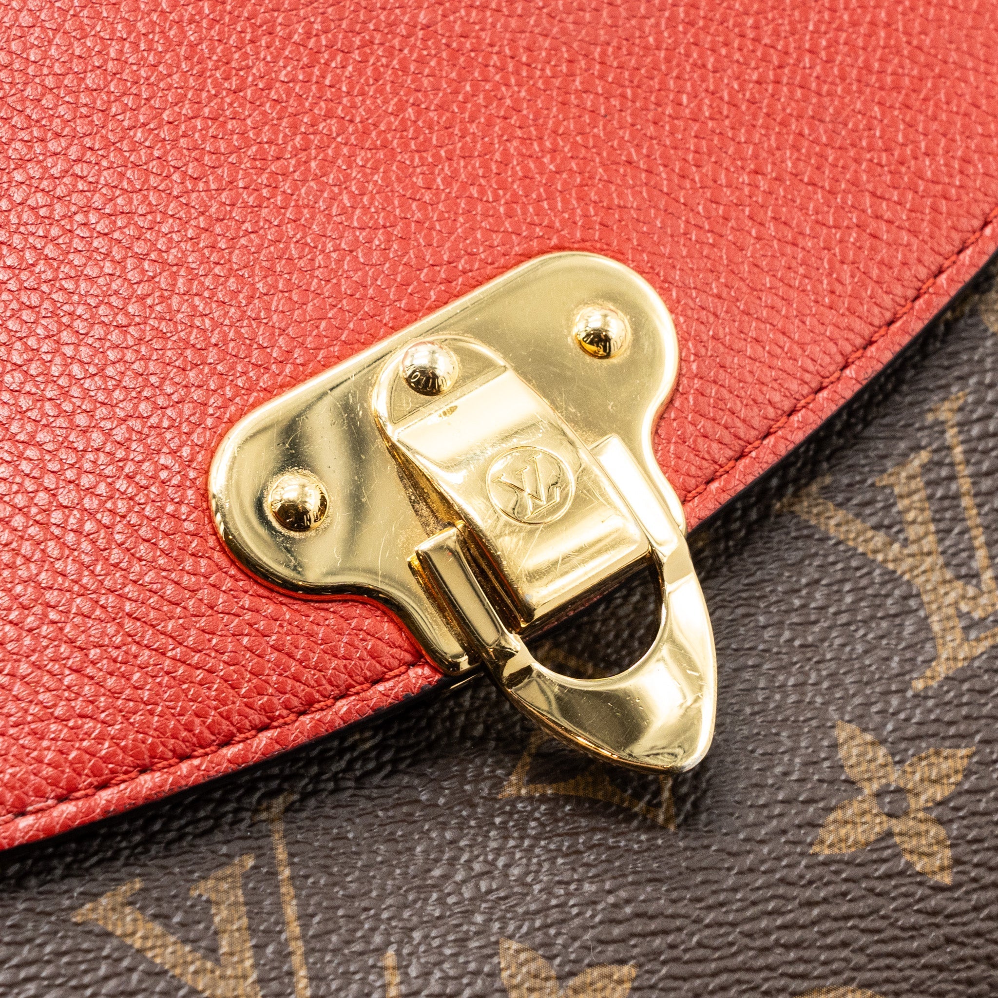 LOUIS VUITTON PALLAS CHAIN BAG MONOGRAM CANVAS/ LEATHER CERISE GHW
