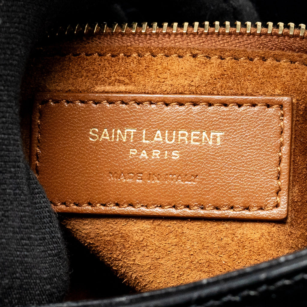 SAINT LAURENT/YSL HOBO SHOULDER BAG CROC EMBOSSED CALFSKIN BLACK GHW