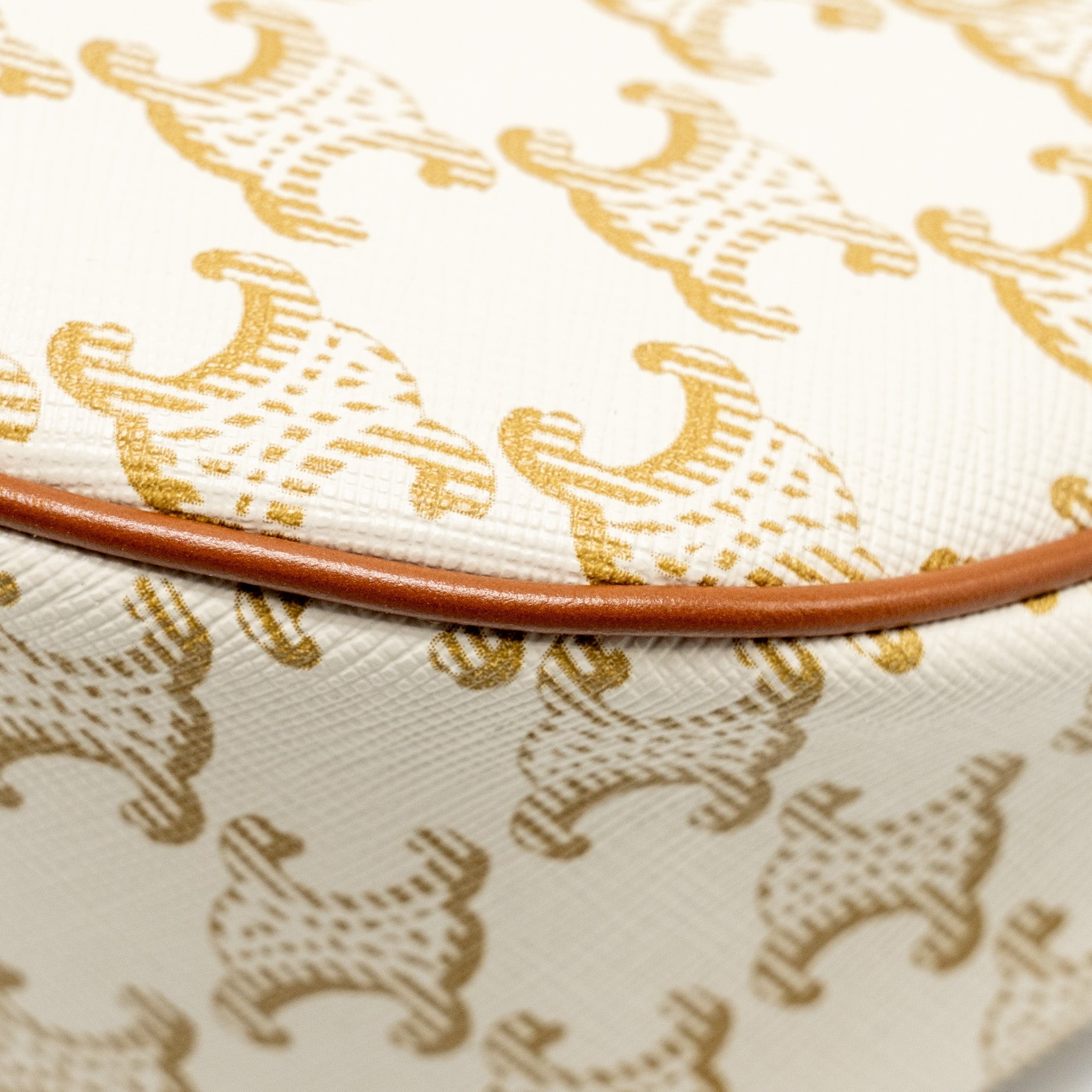 CELINE MEDUIM AVA BAG TRIOMPHE CANVAS/CALFSKIN WHITE/BROWN GHW