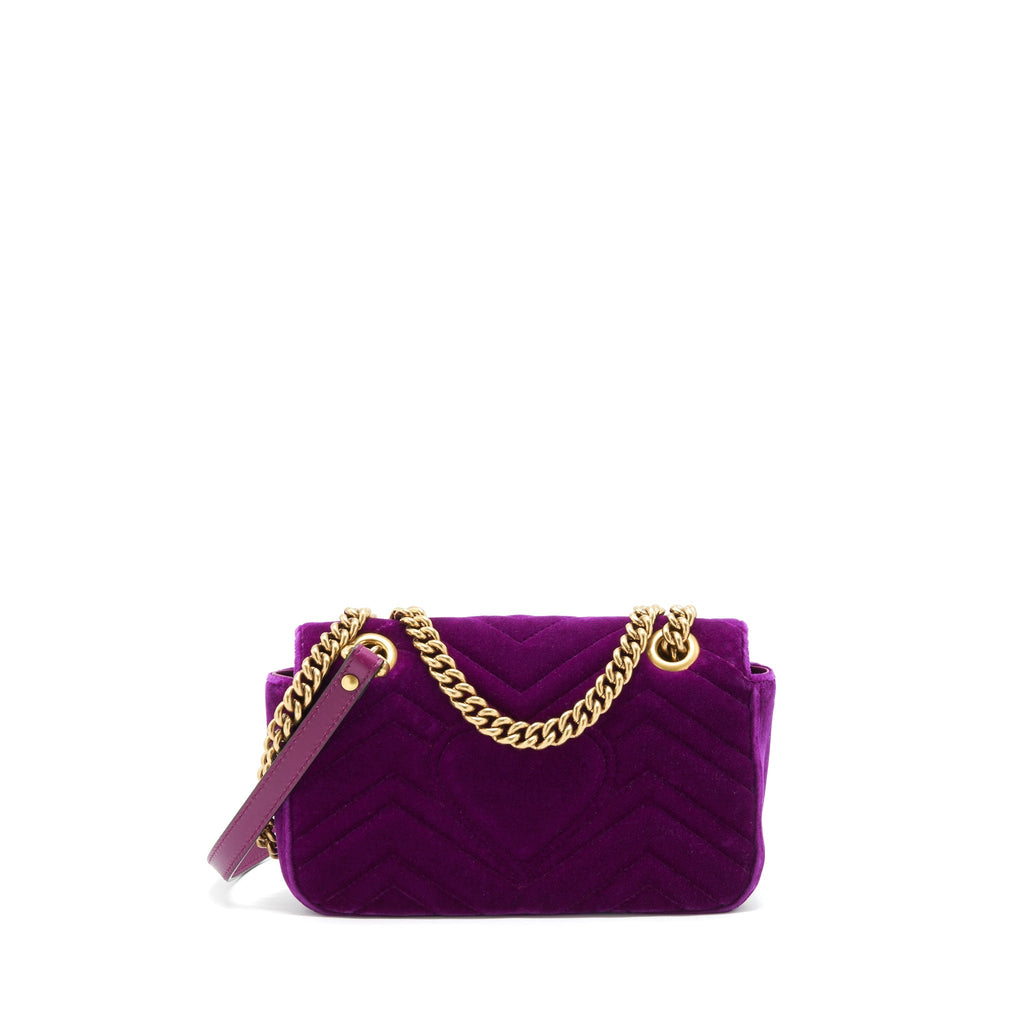 GUCCI MINI MARMONT BAG VELVET PURPLE GHW