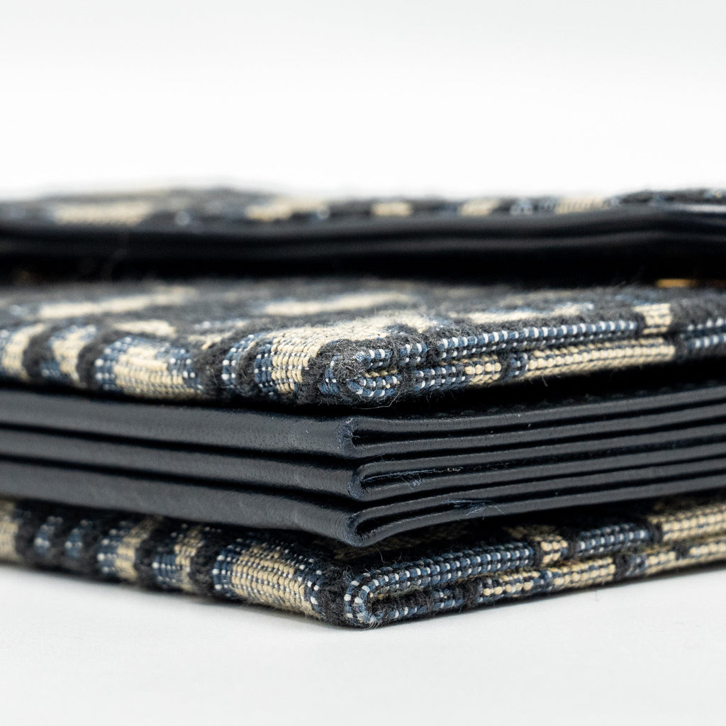 DIOR SADDLE LOTUS WALLET BLUE OBLIQUE JACQUARD GHW