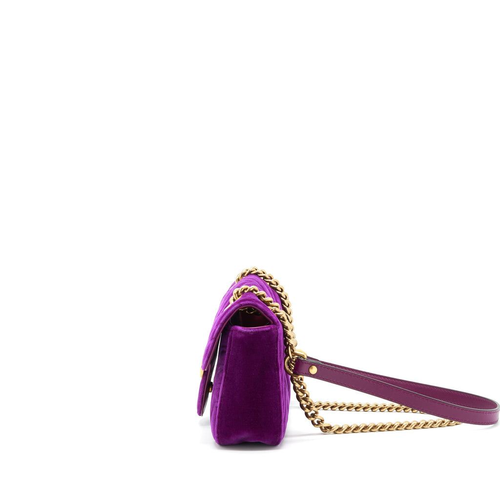 GUCCI MINI MARMONT BAG VELVET PURPLE GHW