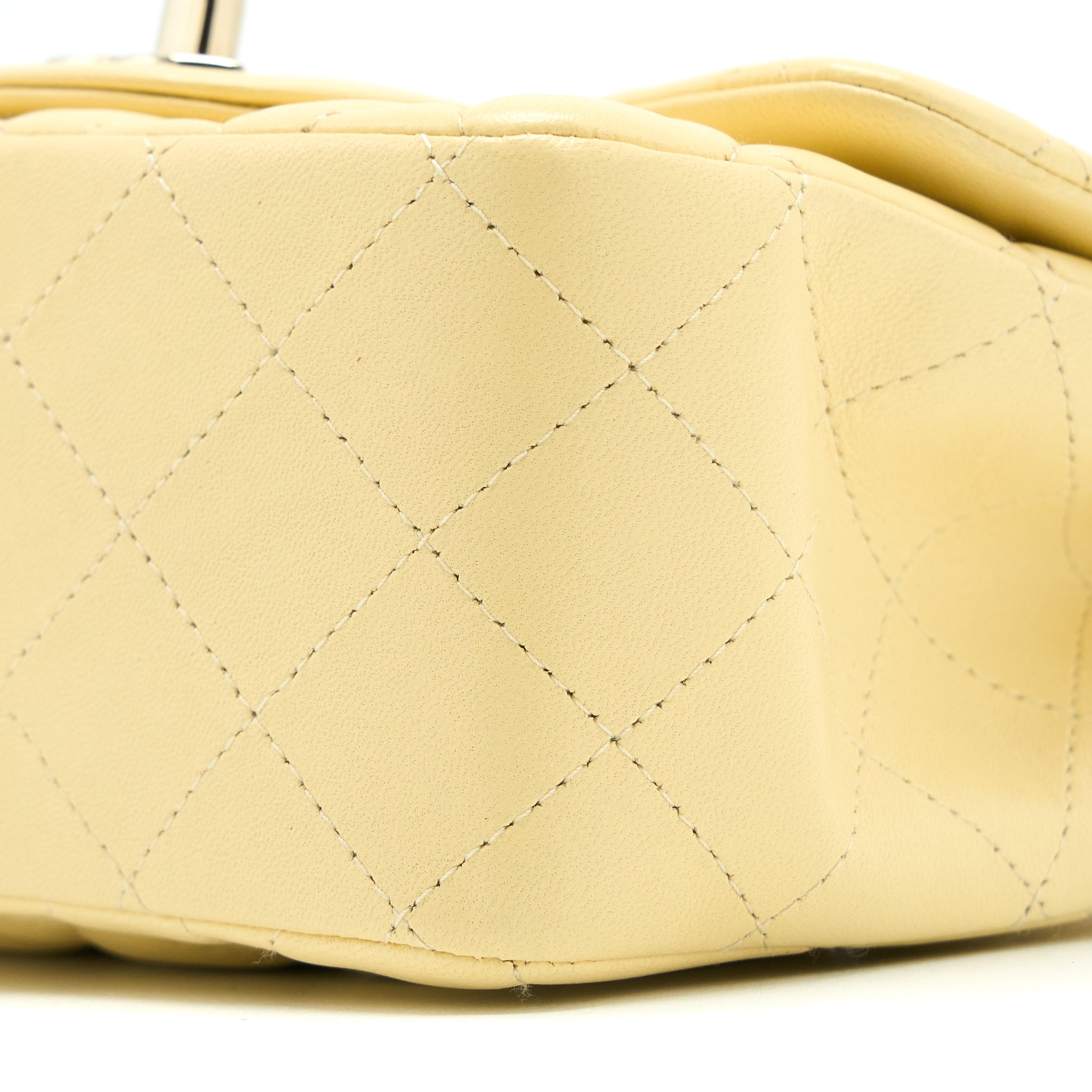 CHANEL MINI SQUARE FLAP BAG LAMBSKIN LIGHT YELLOW LGHW