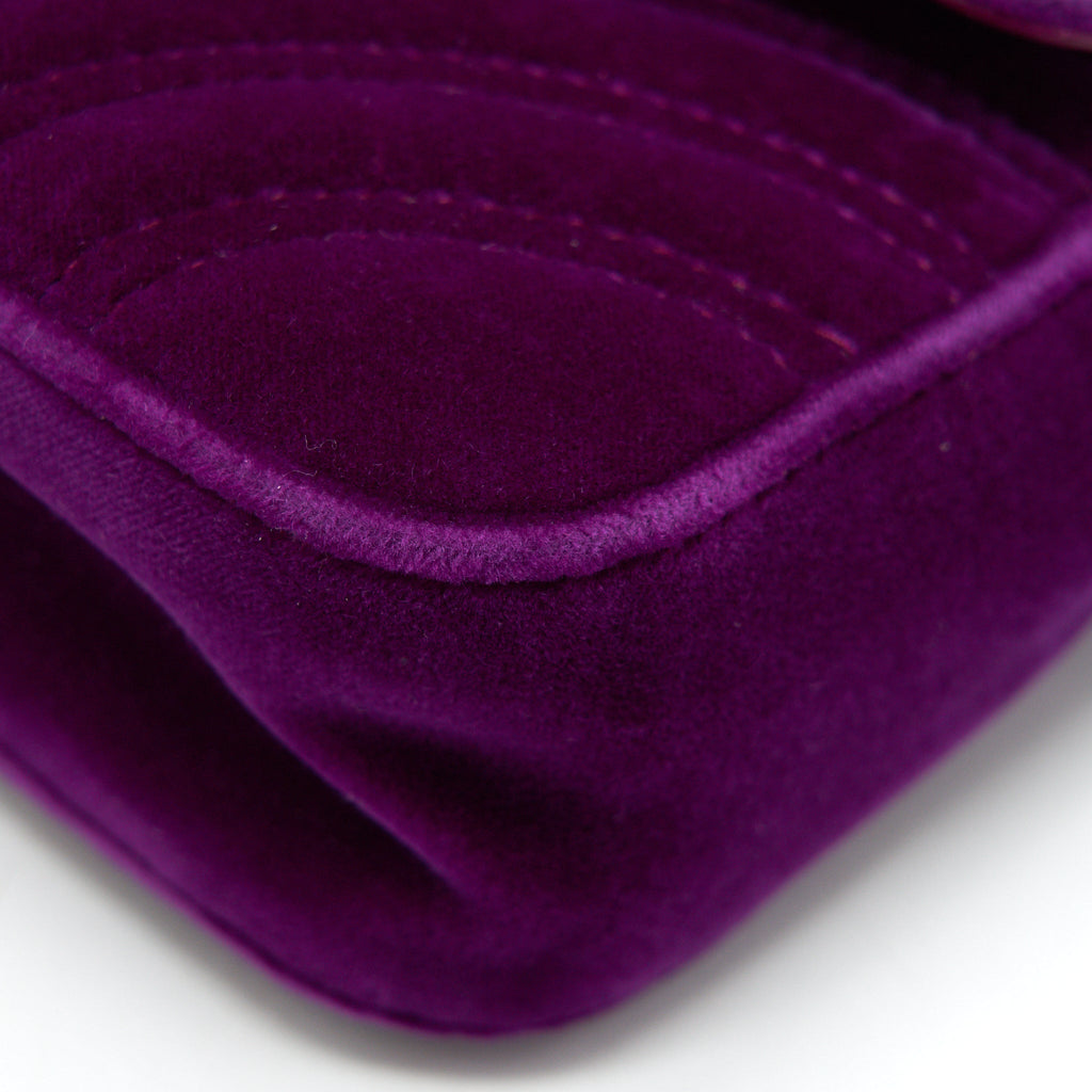 GUCCI MINI MARMONT BAG VELVET PURPLE GHW