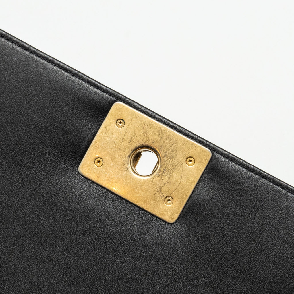 CHANEL MEDIUM BOY BAG CALFSKIN BLACK GHW