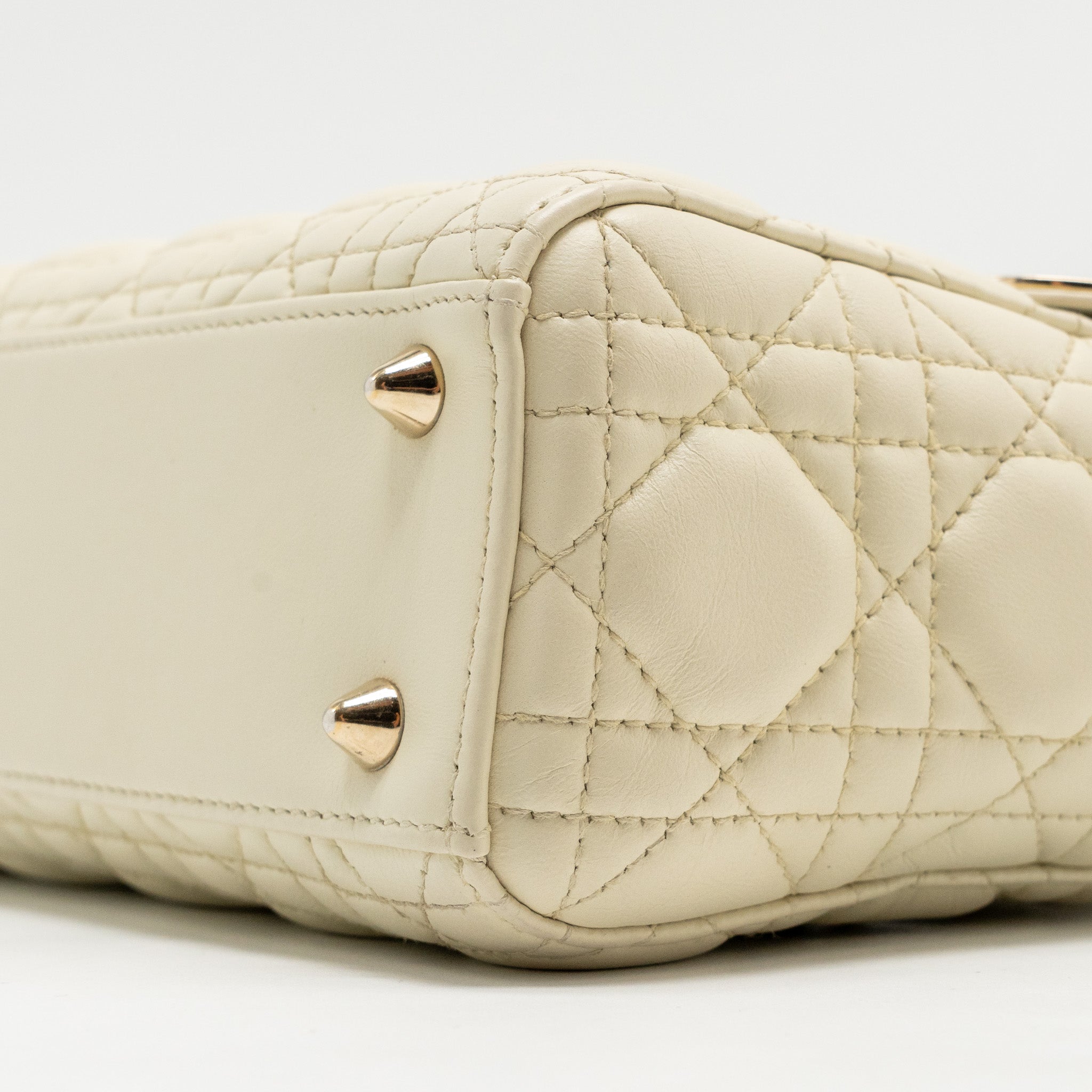 DIOR SMALL LADY DIOR LAMBSKIN WHITE LGHW