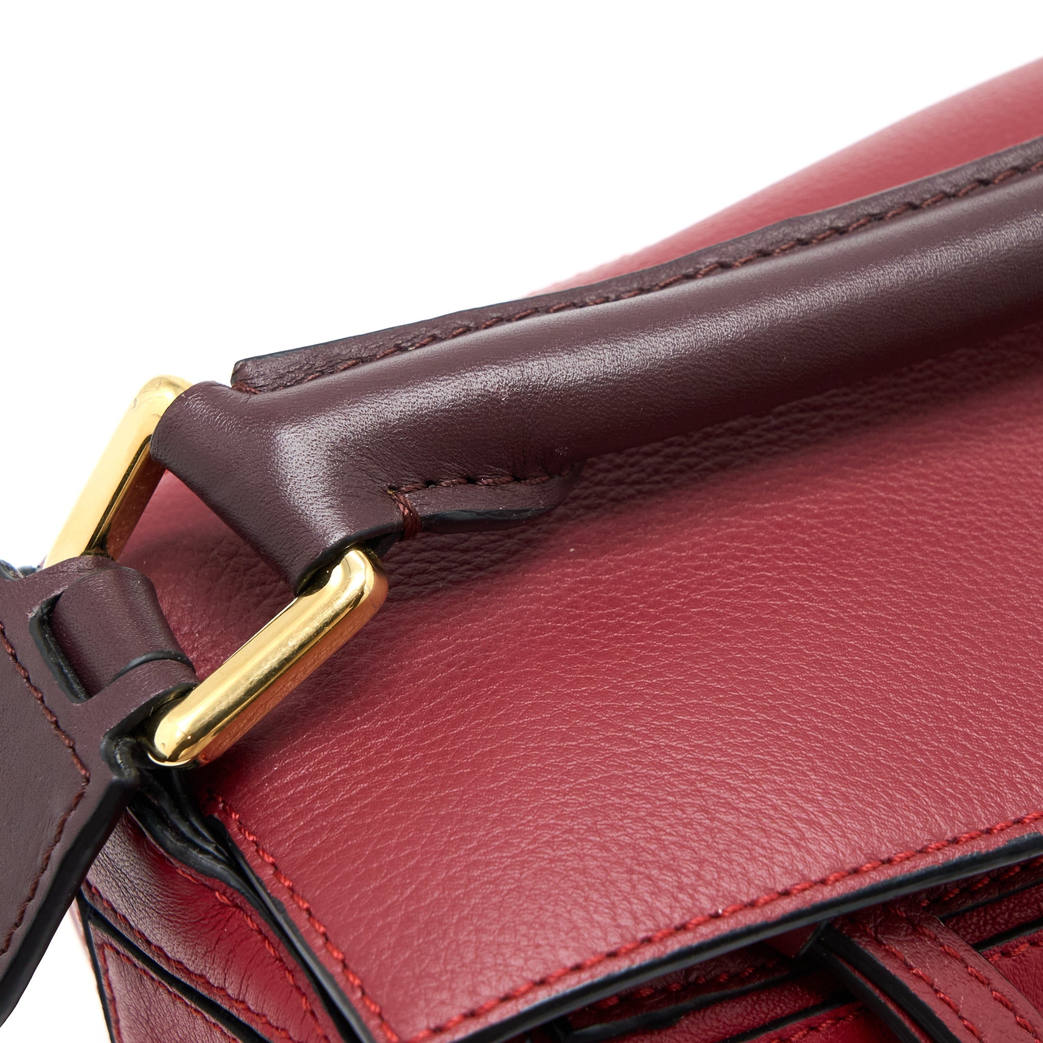 LOEWE SMALL PUZZLE BAG CALFSKIN COLOURBLOCK RED GHW