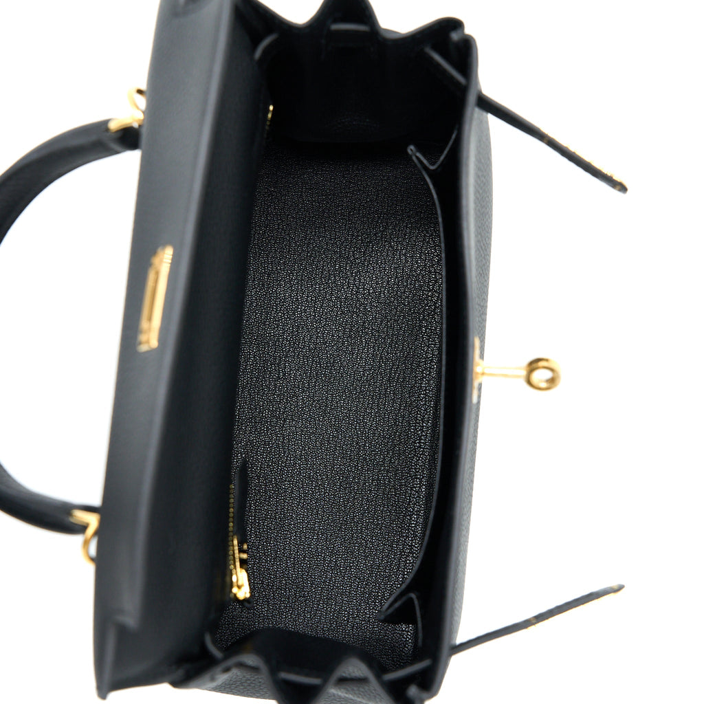 HERMES KELLY 25 TOGO BLACK GHW