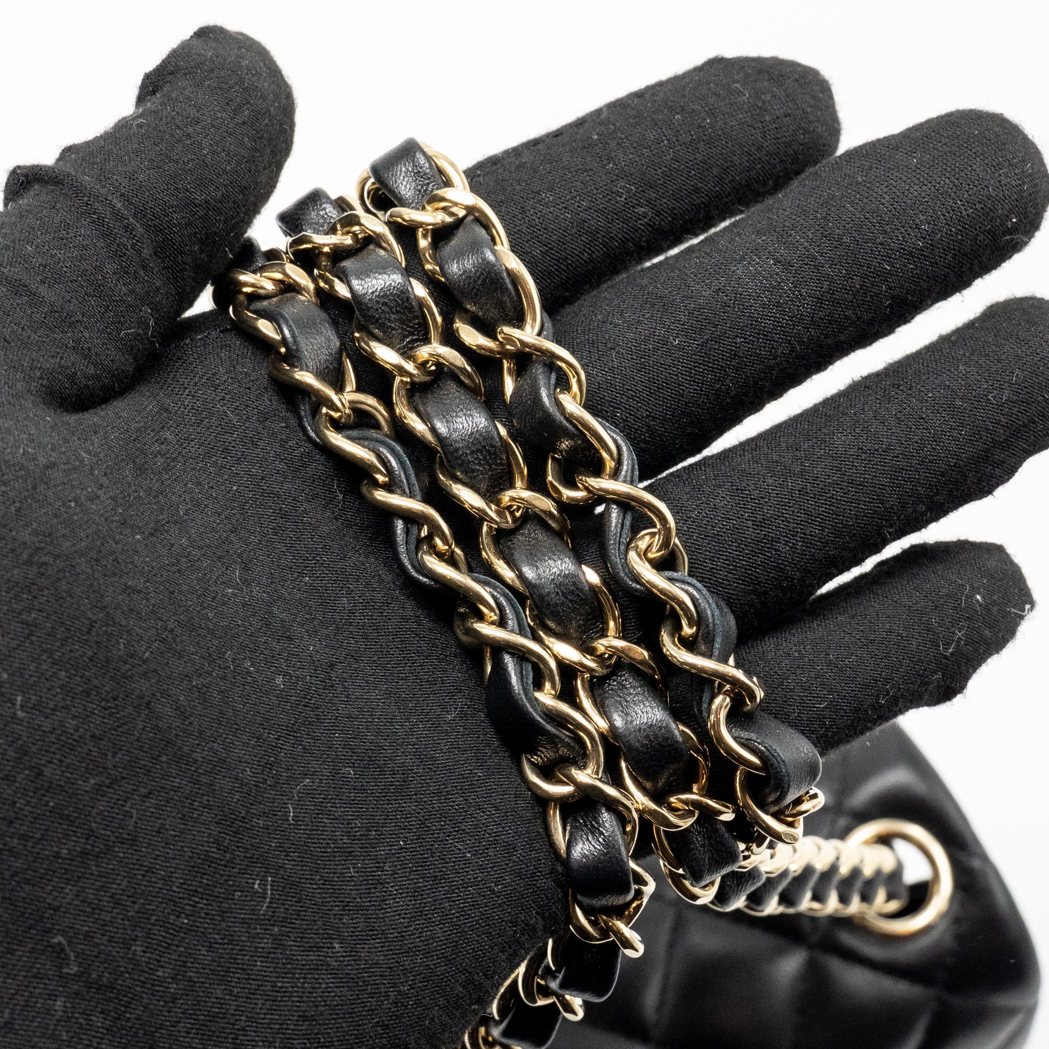 CHANEL CLASSIC MINI SQUARE FLAP BAG LAMBSKIN BLACK LGHW (MICROCHIP)