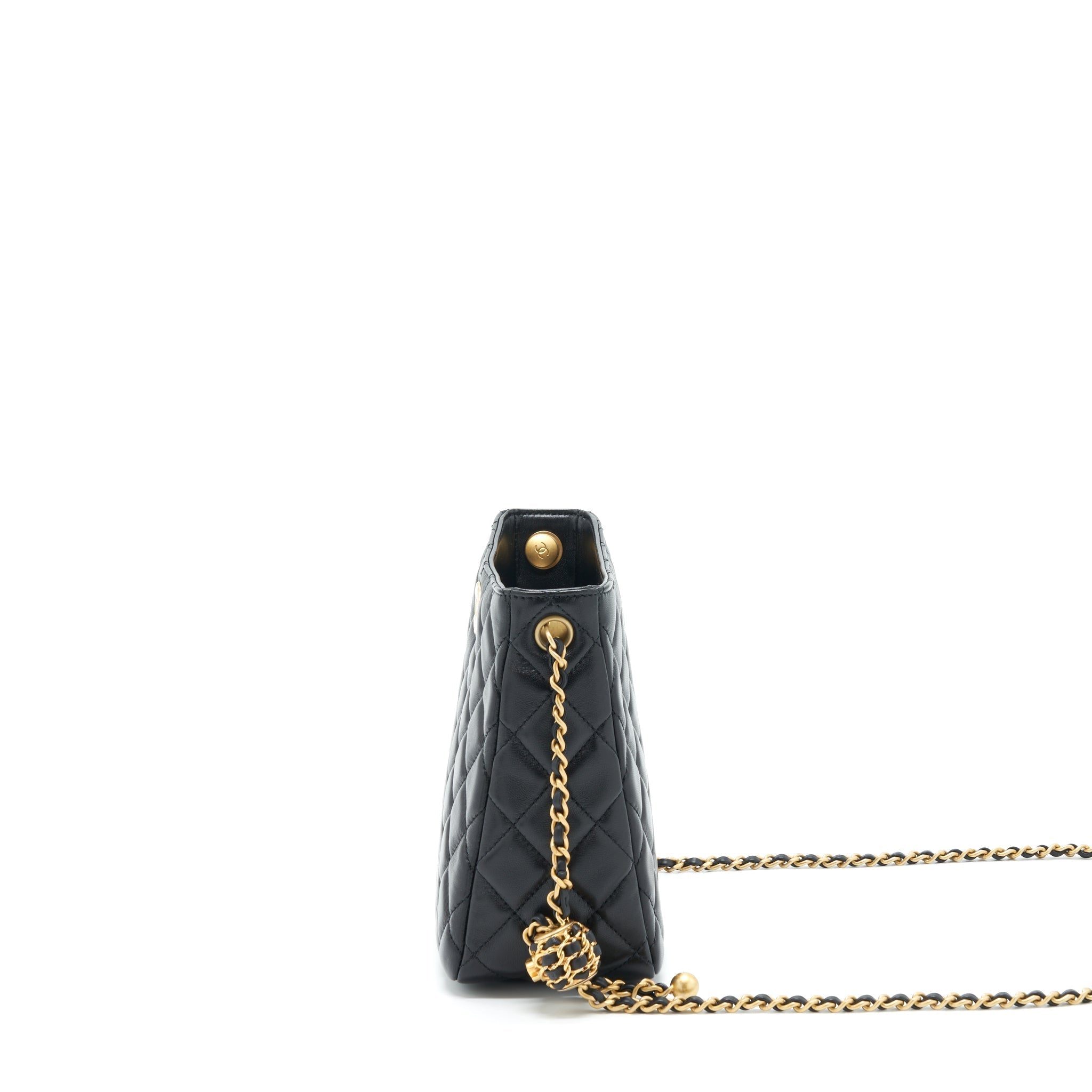 CHANEL 22S PEARL CRUSH HOBO BAG LAMBSKIN BLACK GHW