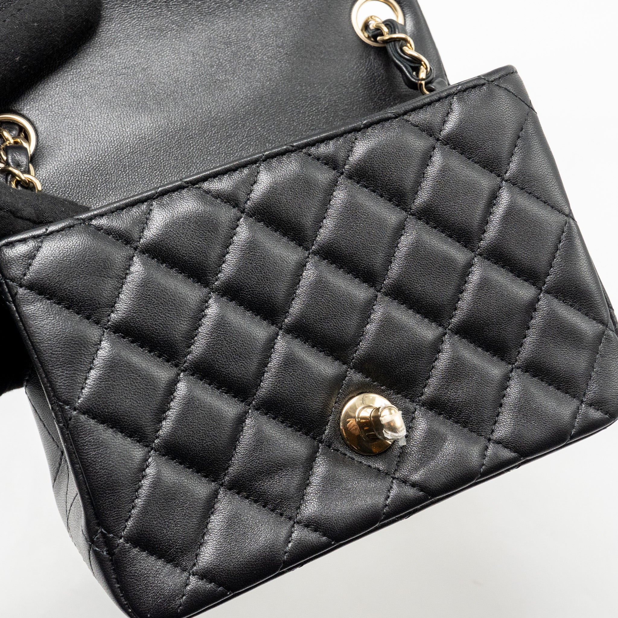 CHANEL CLASSIC MINI SQUARE FLAP BAG LAMBSKIN BLACK LGHW (MICROCHIP)